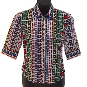 French Connection Cotton Print Shirt NEW- Sz. 2